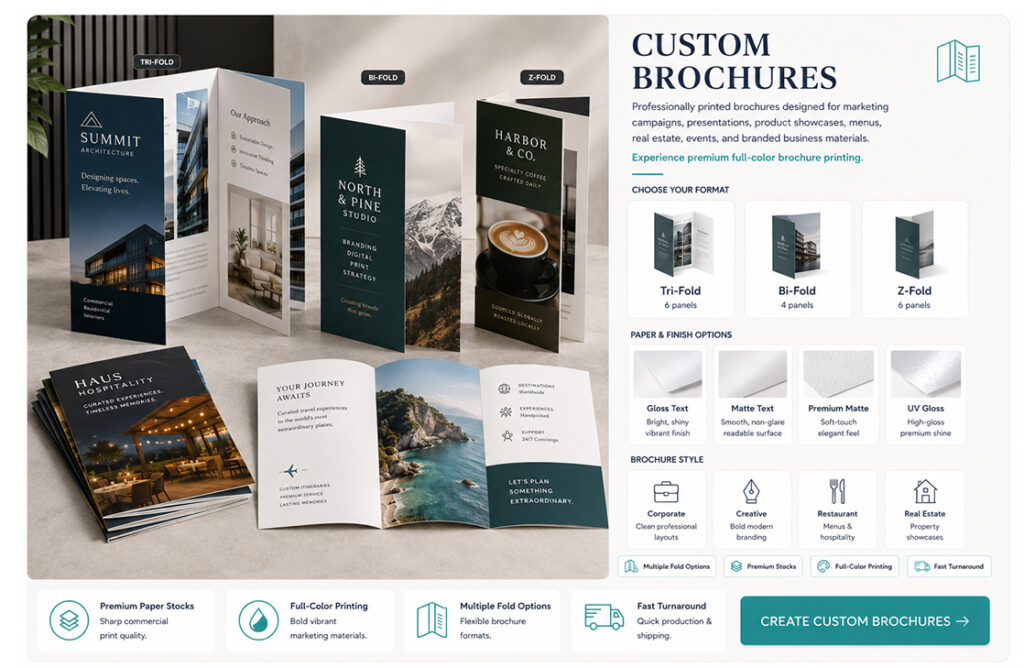 Brochures Navigation Menu with different Brochure Options