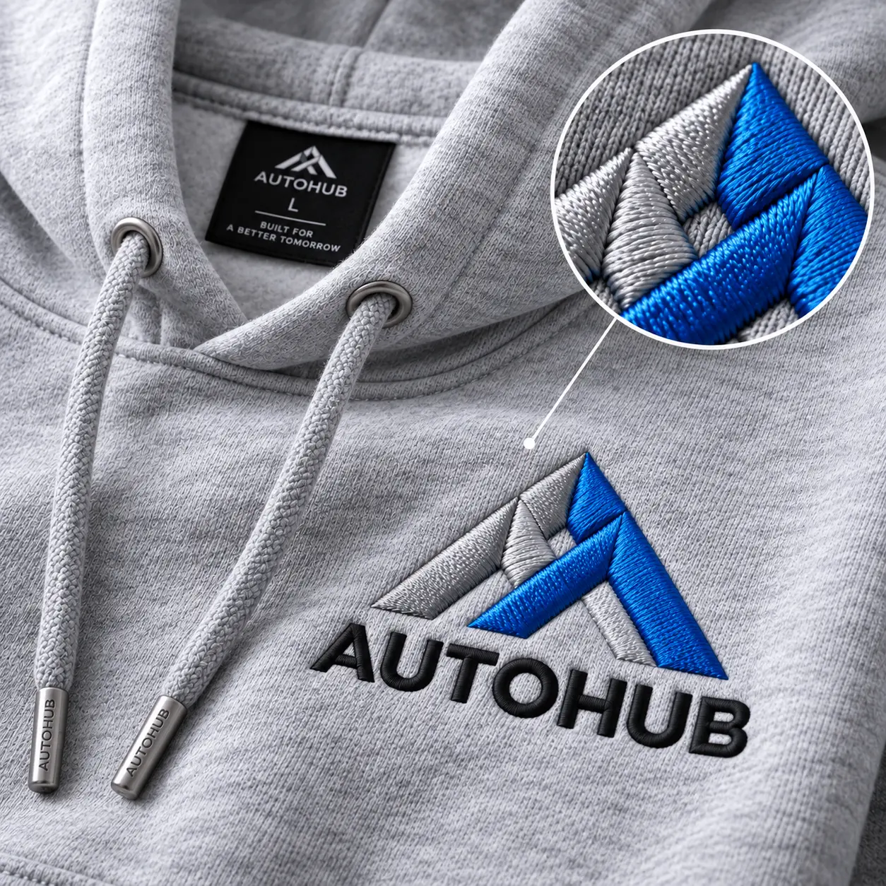 Model wearing custom hoodie